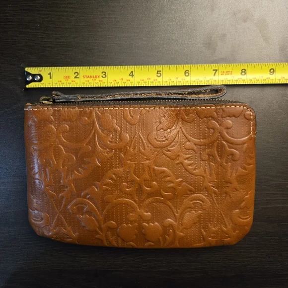 Patricia Nash Cassini Tooled Leather Wristlet Clutch Florence Brown - Picture 3 of 9